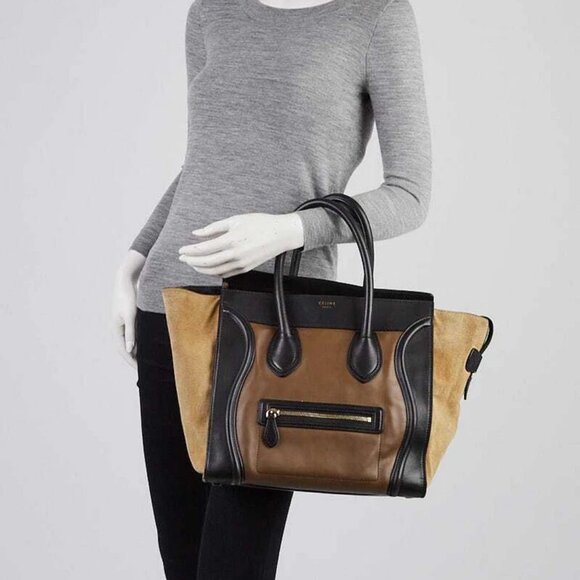 Celine Tri-Color Leather and Suede Mini Luggage Tote Bag - Picture 2 of 12